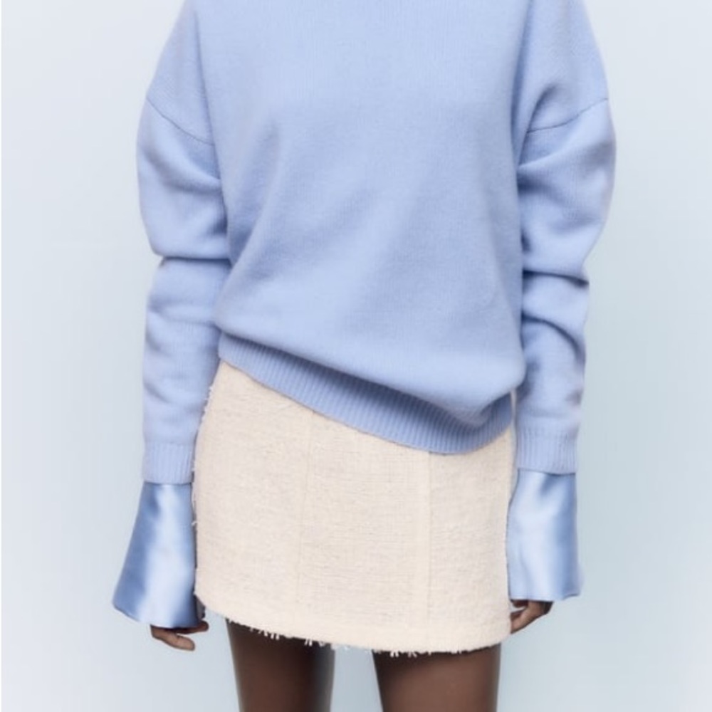 Zara textured cream mini skirt tweed large